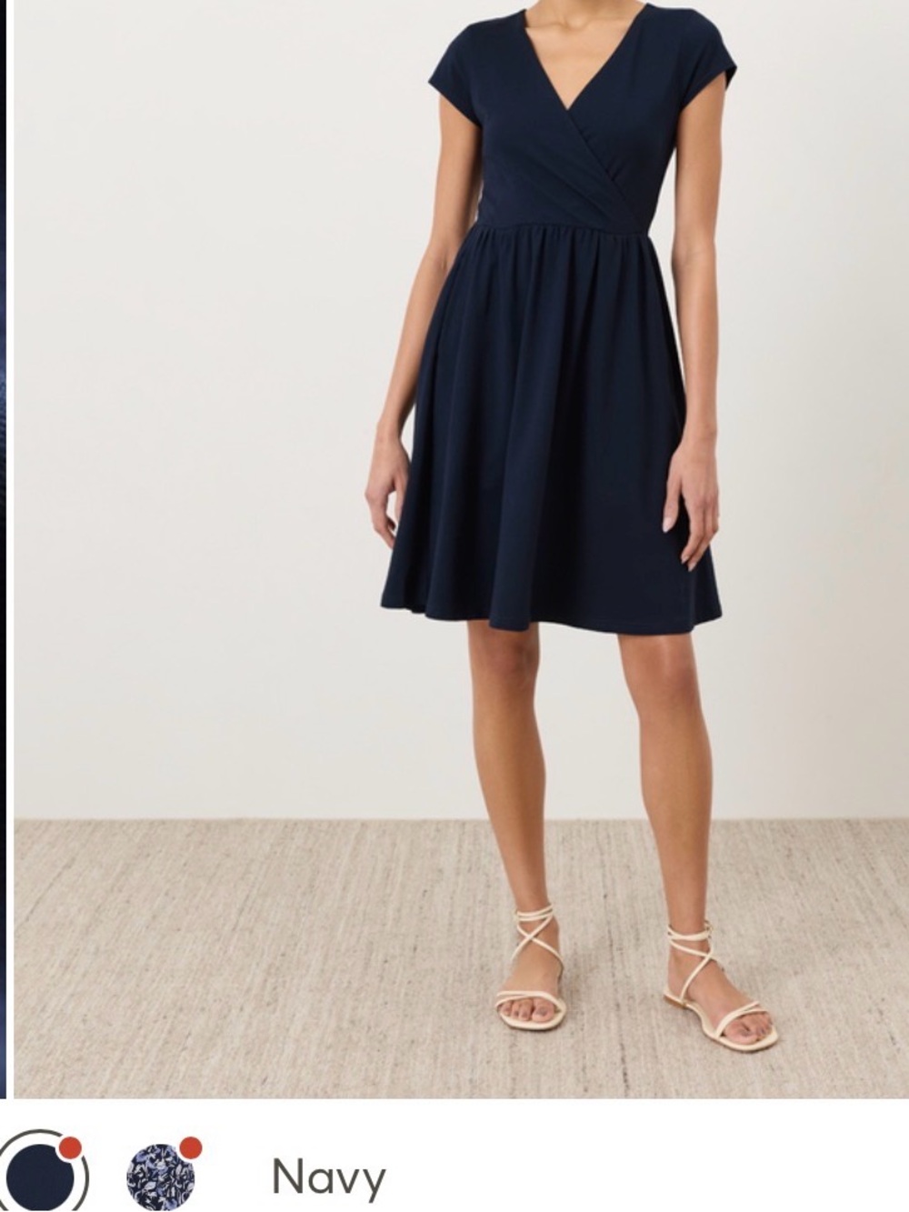 NWOT- PACT ORGANIC FIT & FLARE CROSSOVER DRESS-BLUE- MEDIUM- NAVY
